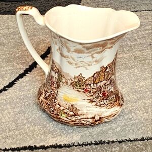 Olde English Country Side VTG England  by Johnson Bros Hand Engraved Pitcher